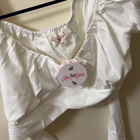 White Bow Tie Blouse - Picture 6 of 6